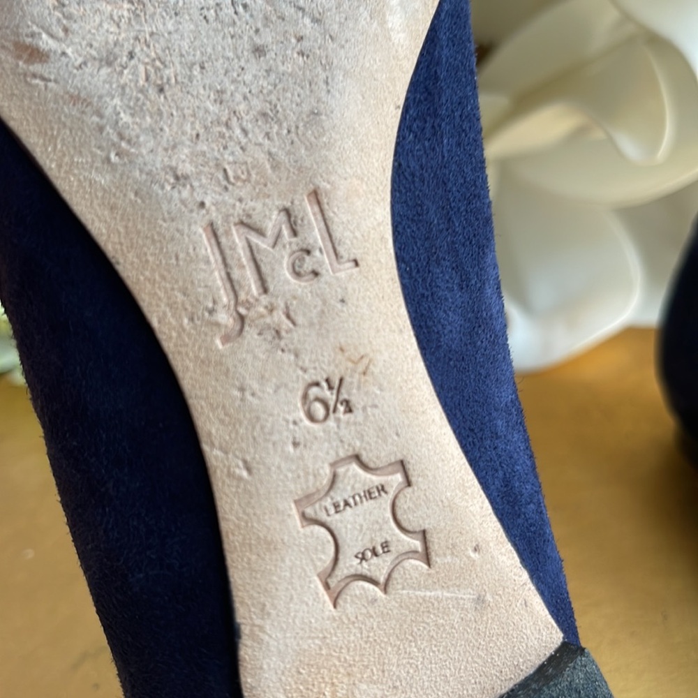 J. McLaughlin Mallory Flats in Navy Suede with Tortoise Shell Detail - Picture 12 of 14